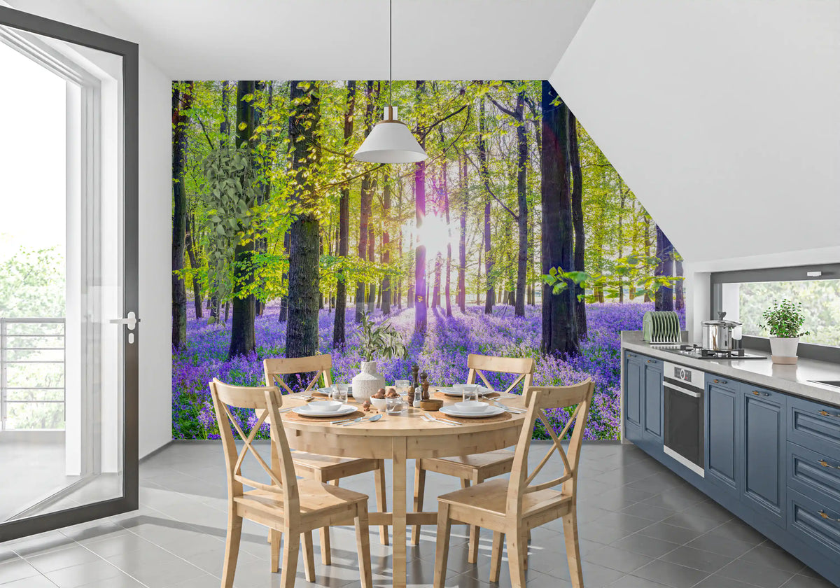 Springtime Purple Woodland Vista Wall Mural