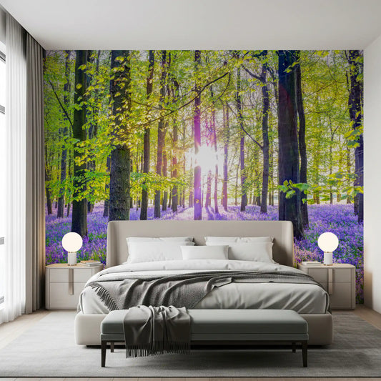 Springtime Purple Woodland Vista Wall Mural