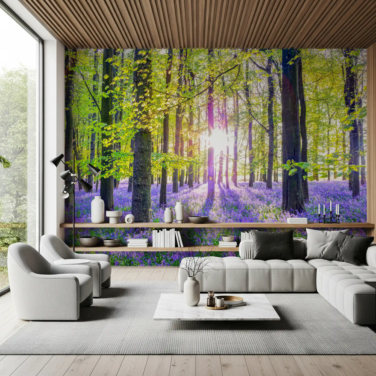 Springtime Purple Woodland Vista Wall Mural