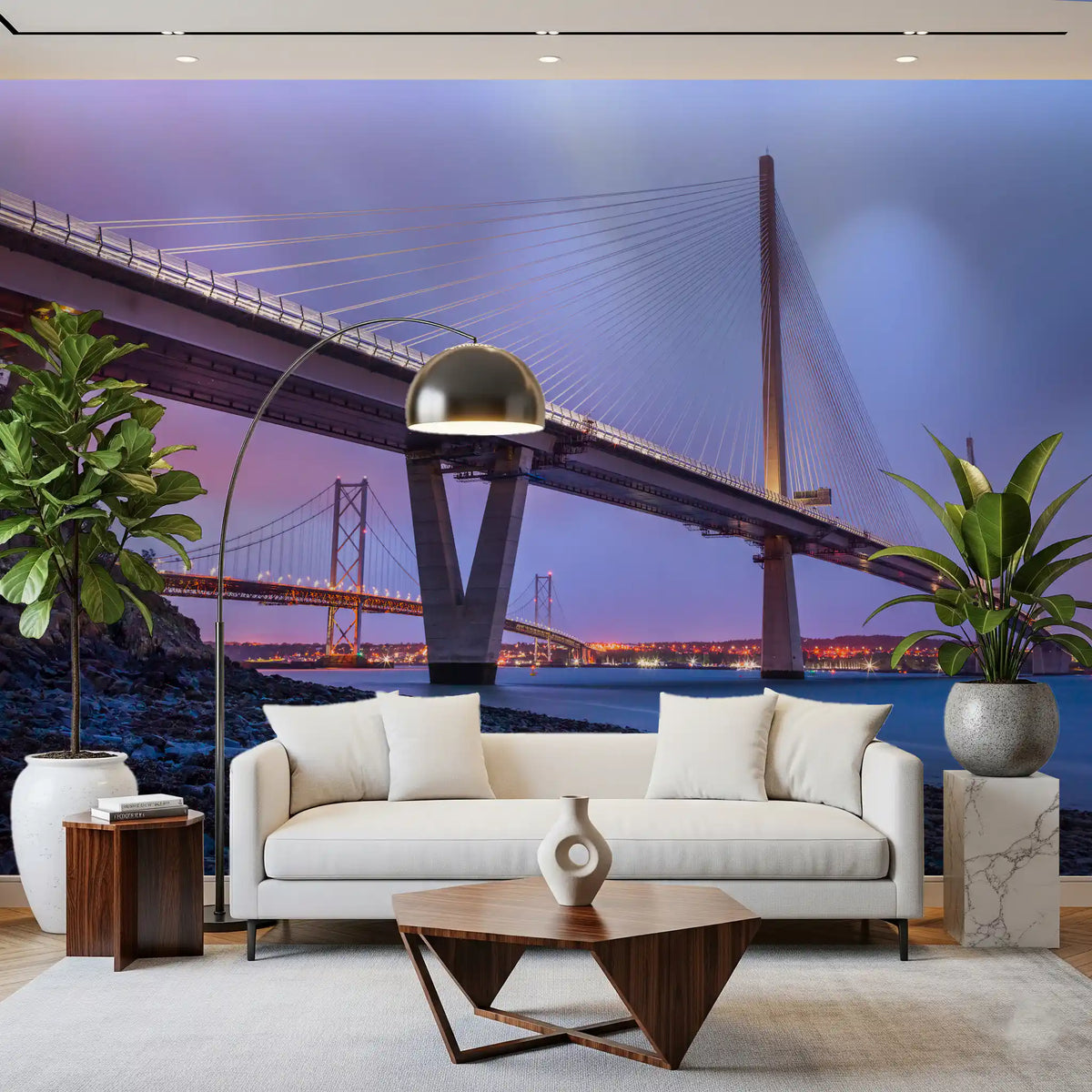 Forth Bridge Dusk Architecture Wall Mural