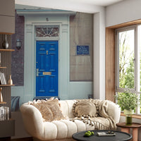 Traditional Blue Door and Brick Architecture Wall Mural