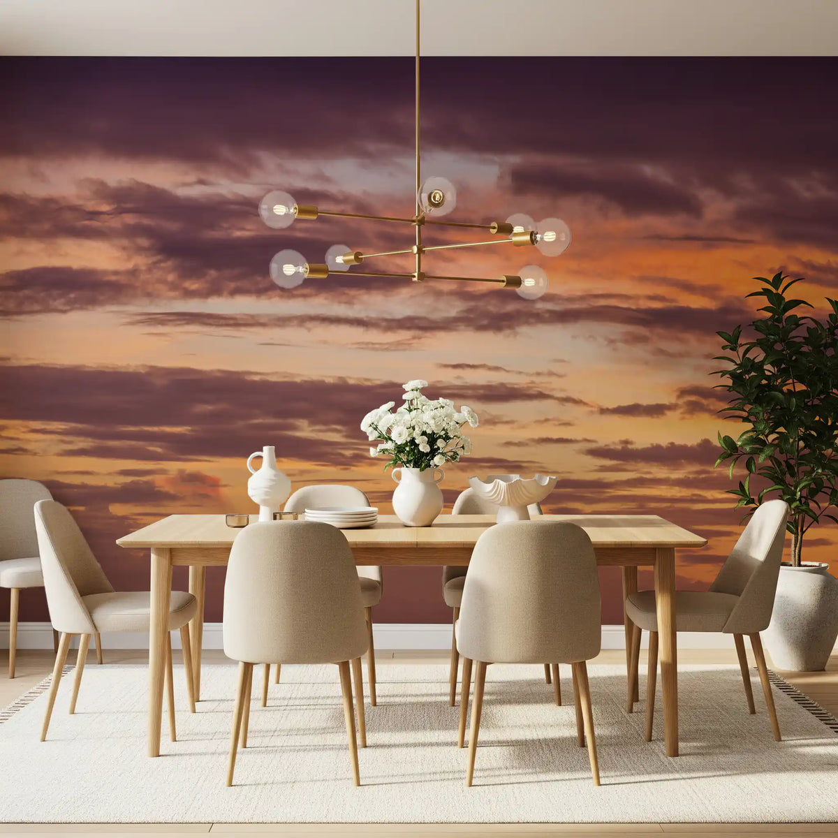 Fiery Sunset Horizon Wall Mural