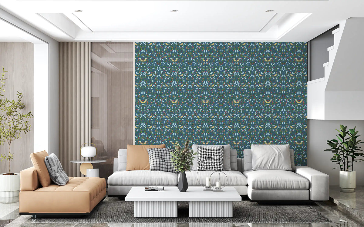William Morris Blue Cherry Blossom Wallpaper