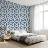 Minimalist Blue Mosaic Grid Wallpaper⁠