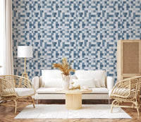 Minimalist Blue Mosaic Grid Wallpaper⁠