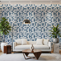 Minimalist Blue Mosaic Grid Wallpaper⁠