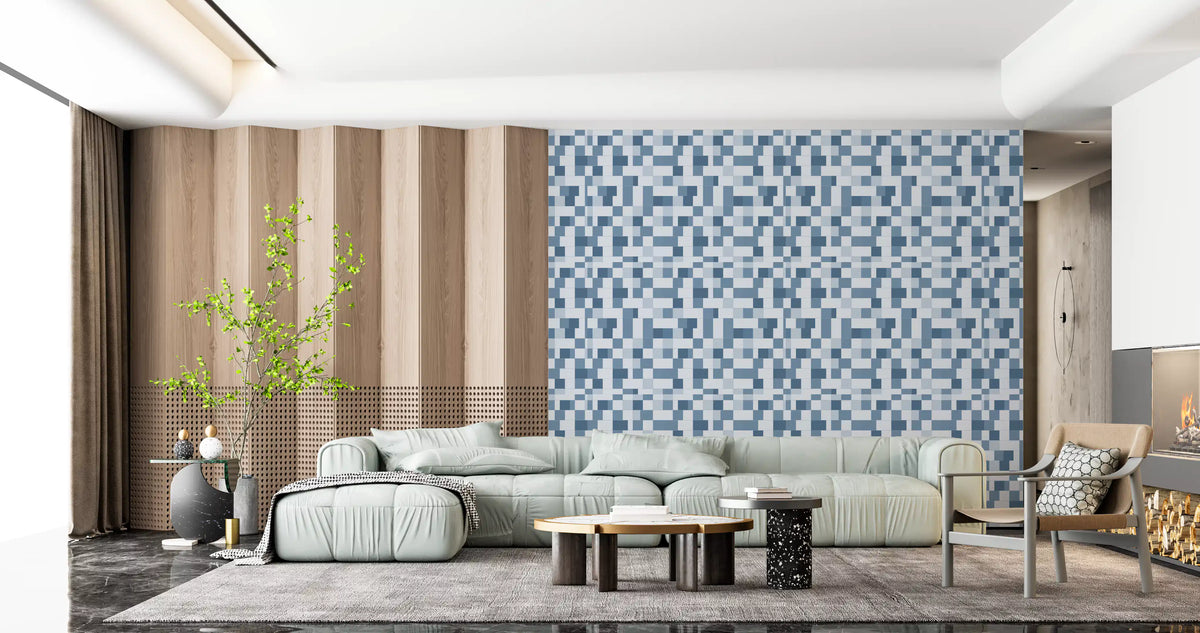 Minimalist Blue Mosaic Grid Wallpaper⁠