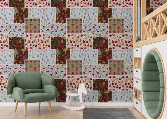 Country Christmas Patch Wallpaper⁠