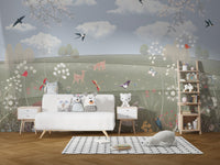 Enchanted garden wall mural with countryside charm
