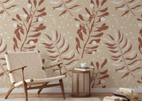 Beige tropical palm wallpaper style

