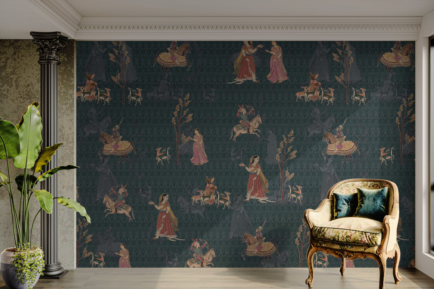 Mughal era jungle tale wallpaper

