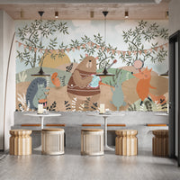 Forest animals party wallpaper
