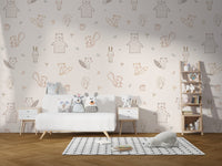Cute woodland animals wall mural design
