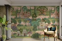 Courtyard with royal figures wallpaper

