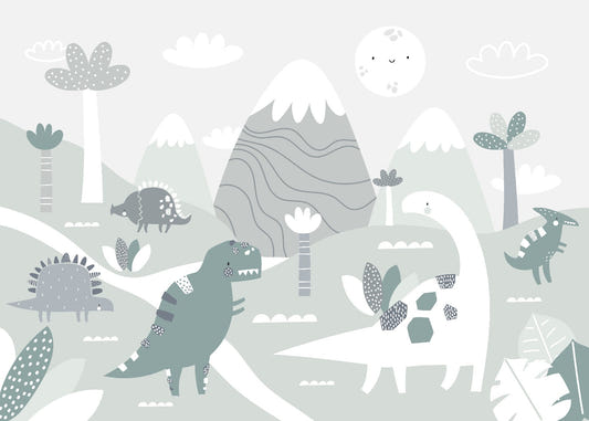 Dinosaur Land Nursery Room Wallpaper Mural