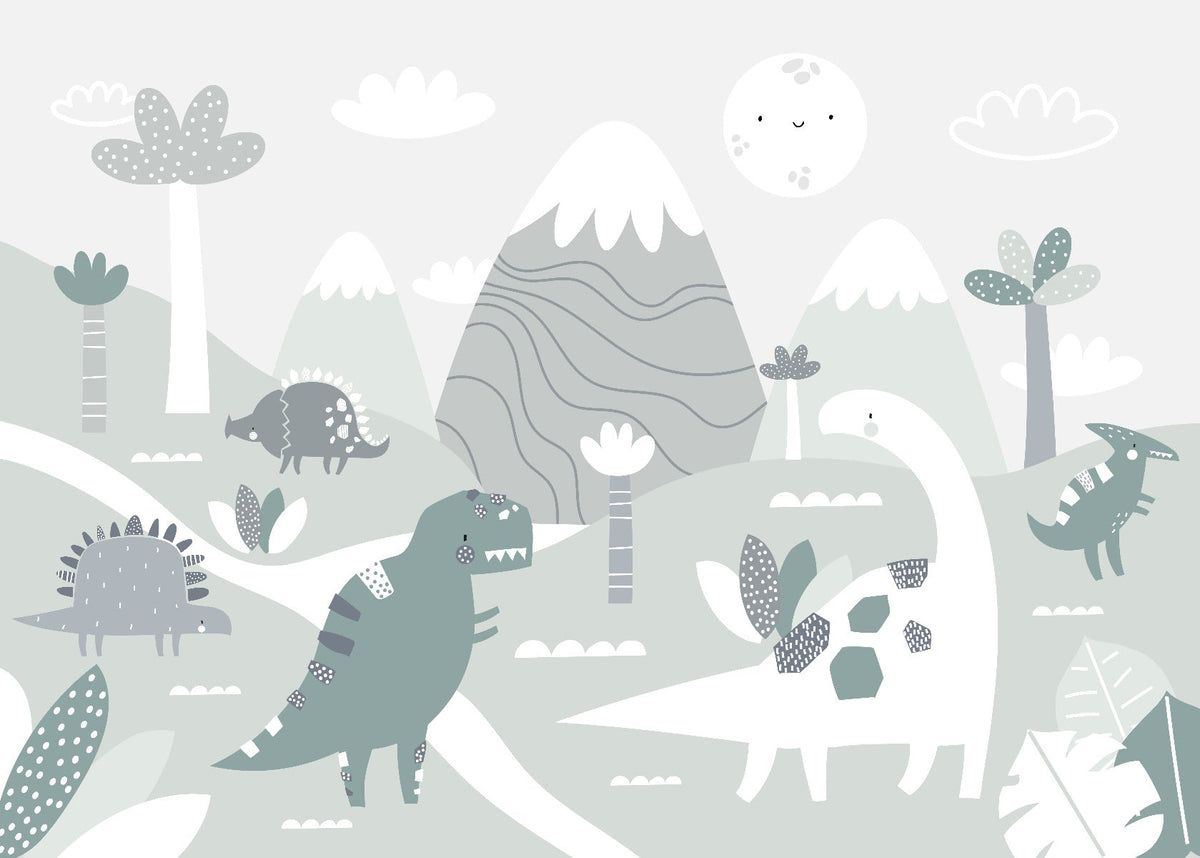 Dinosaur Land Nursery Room Wallpaper Mural