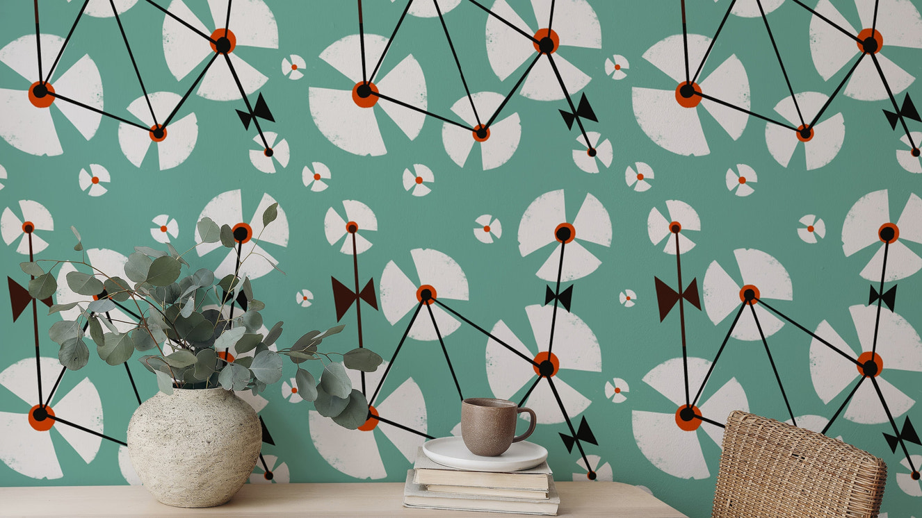 Wild Dandelion Blue Repeat Pattern Wallpaper for rooms