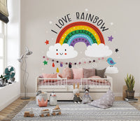 Colorful Rainbow & White clouds Wallpaper - Giffywalls