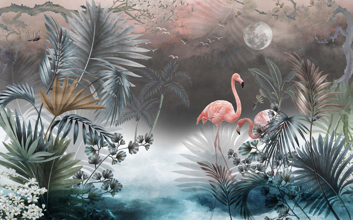 Monstera Leaves Wallpaper Murals in your room — zoomed