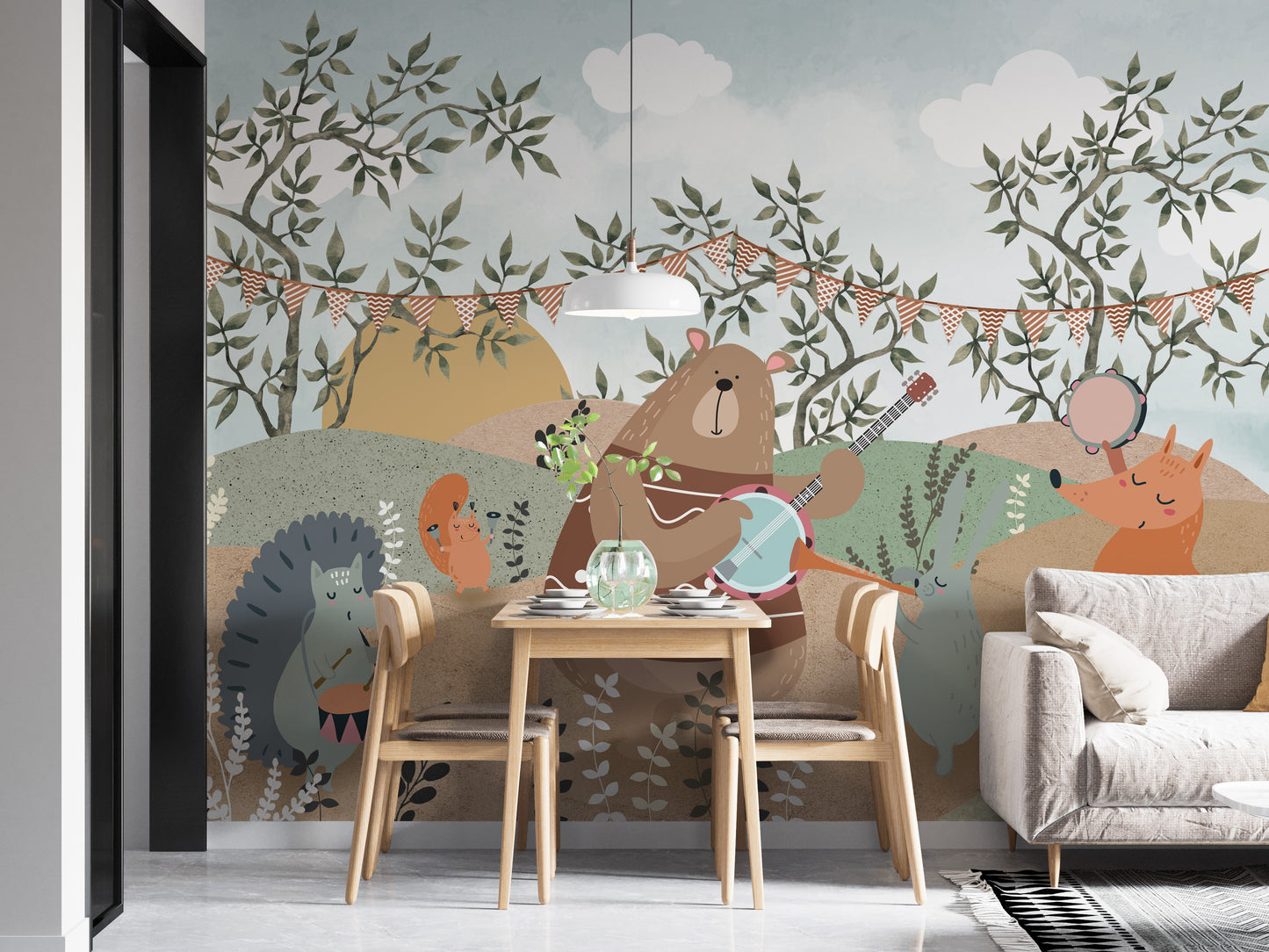 Enchanted forest themed wall mural
