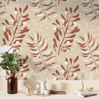 Gentle cream palm foliage print

