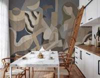 Subtle lunar haze inspired wall mural with smooth flowing geometric blend, GD10396