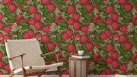 Artistic pink strawberry forest wallpaper for unique wall decor.
