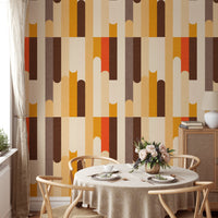 Bold retro color block wallpaper for walls
