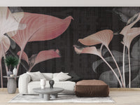 Pink Flower Art Wallpaper Murals - Giffywalls