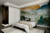 Green golden mountain wallpaper design

