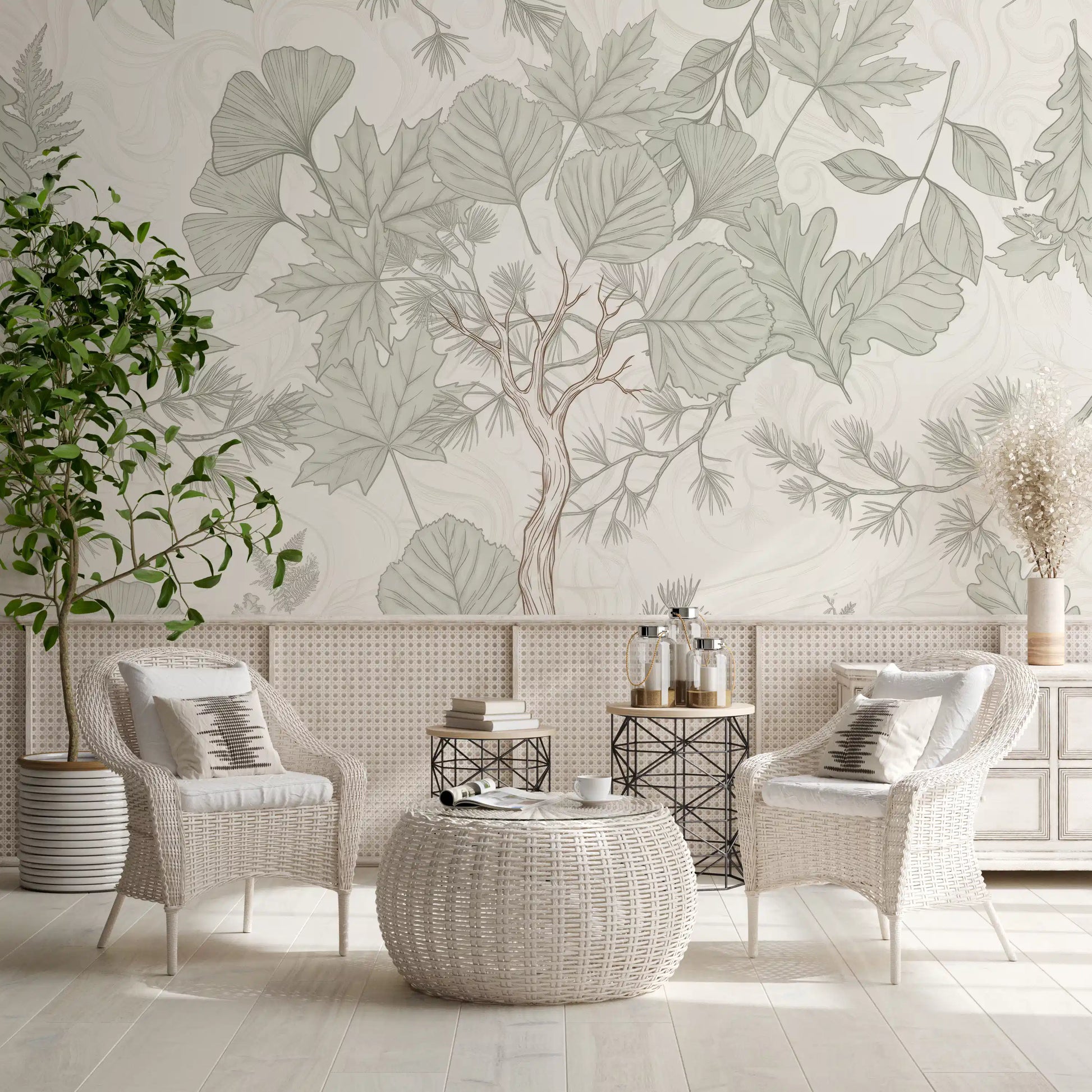 Serene Woodland Sketch Wall Mural