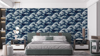 Serene Japanese wave wallpaper design