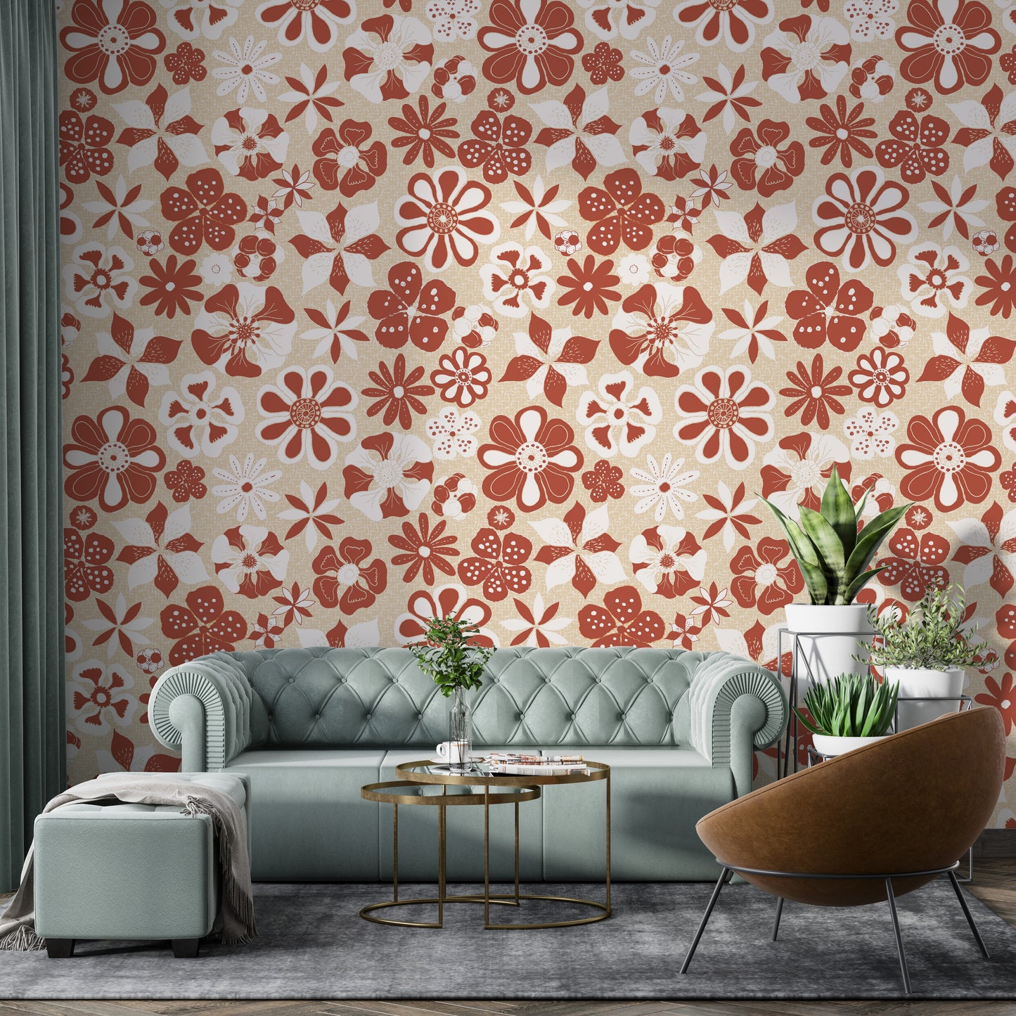 Decorative bold flowers wallpaper

