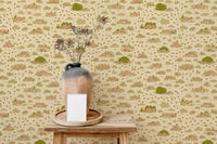 Warm brown wall mural with grassy textures.