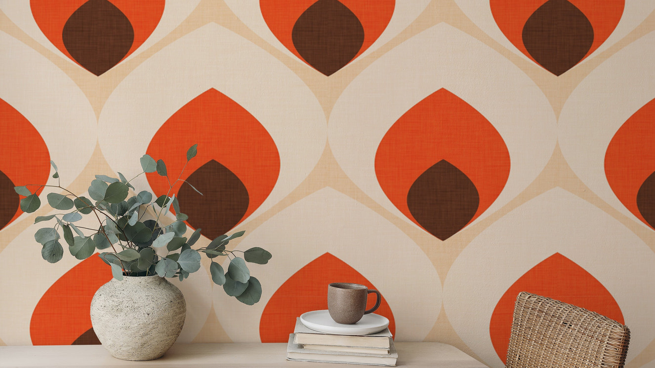 Ogee design mural for retro-themed decor
