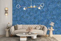 Intricate floral embroidery blue wallpaper
