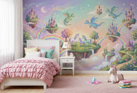 Magical Floating Islands and Mythical Friends Wall Mural