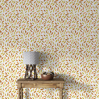 Autumn-inspired leaf print wallpaper

