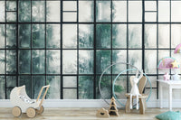 Vintage glass pane industrial wall mural
