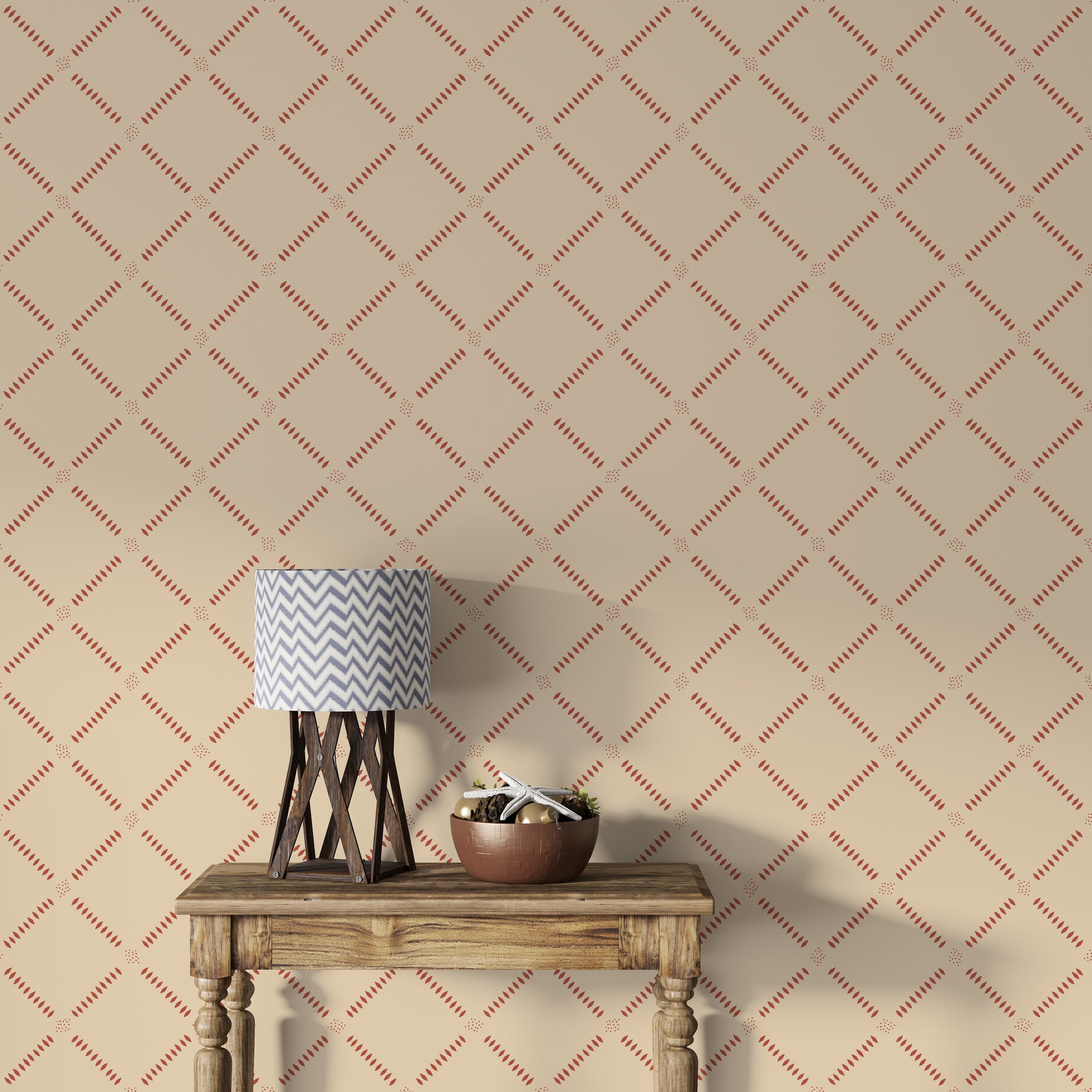 Subtle geometric wall design in cream

