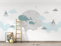 Magical whale mural for dreamy vibes
