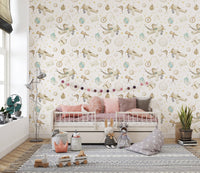 Airplane wallpaper for playroom decor