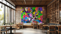 Colorful graffiti splash wall mural wallpaper for homes.