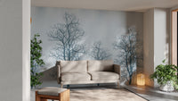 Sunset tree silhouette mural
