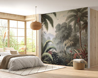 Vibrant forest trees wallpaper mural art
