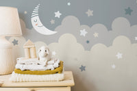Serene clouds and stars mural wallpaper