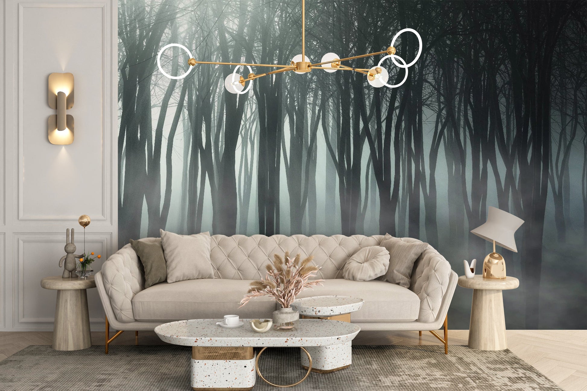 Misty Forest Halloween ghost wall mural