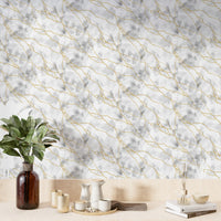 Marble wallpaper with golden streaks

