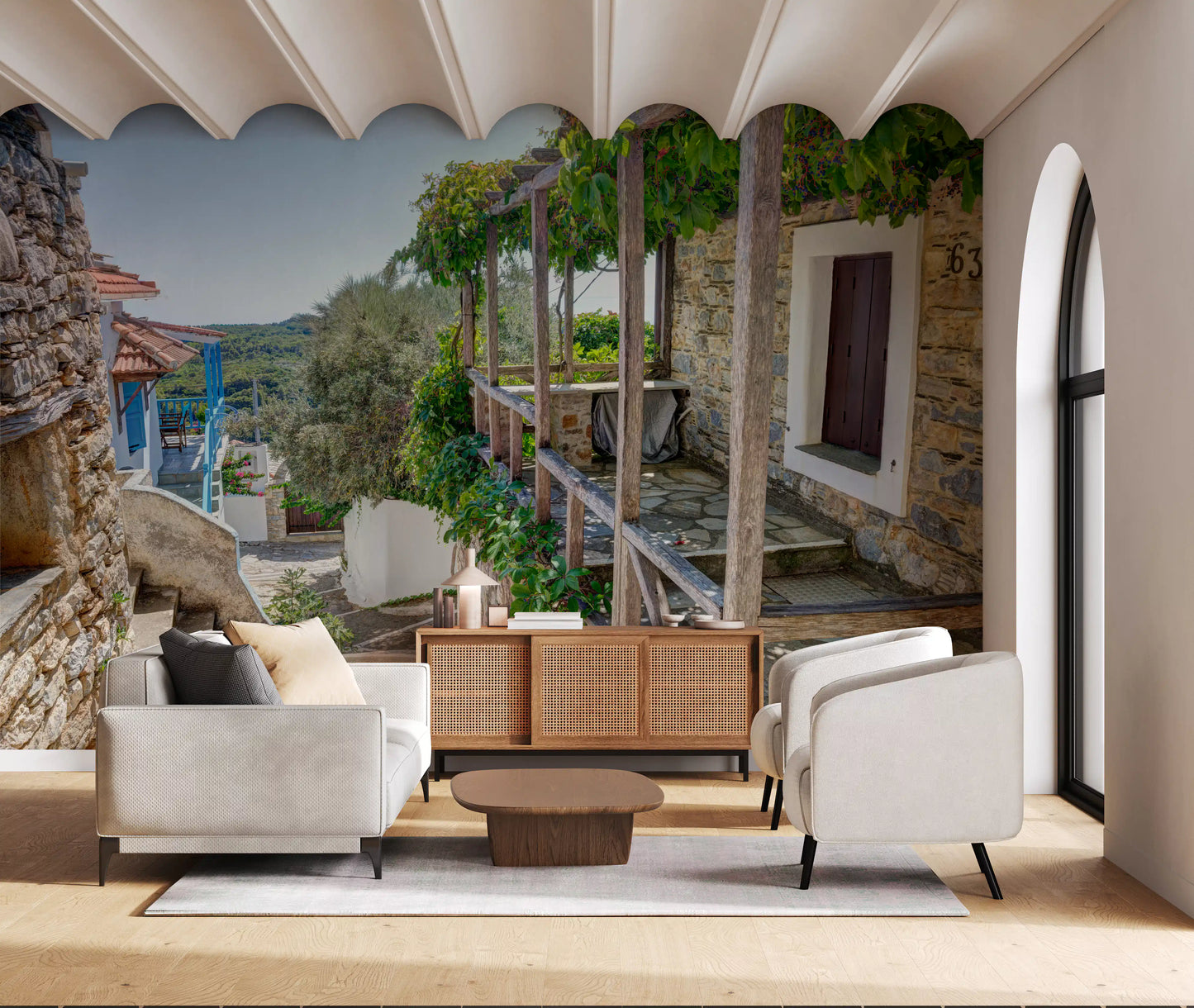 Rustic Pergola Hillside Retreat Wall Mural