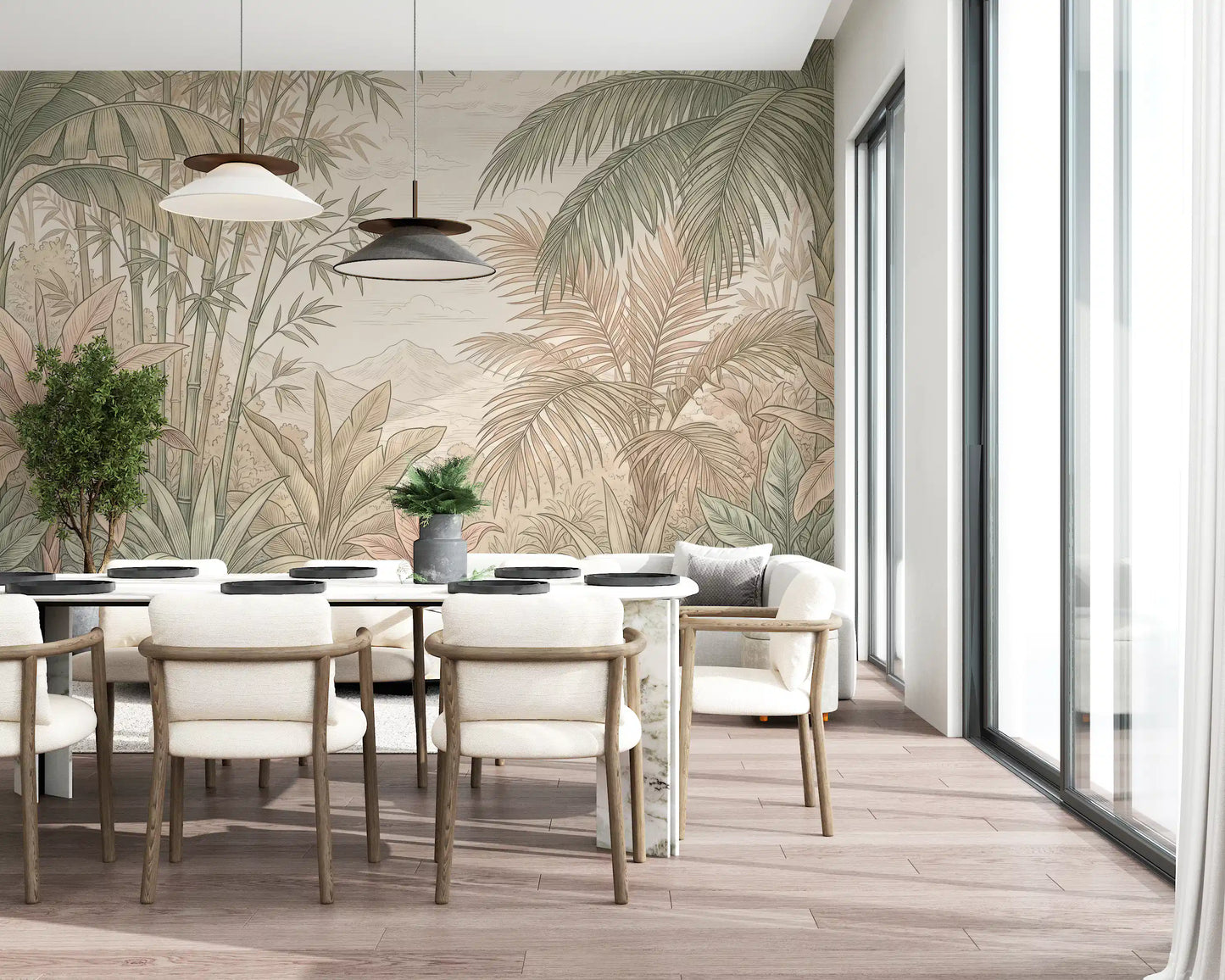 Misty Tropical Botanical Haven Wall Mural